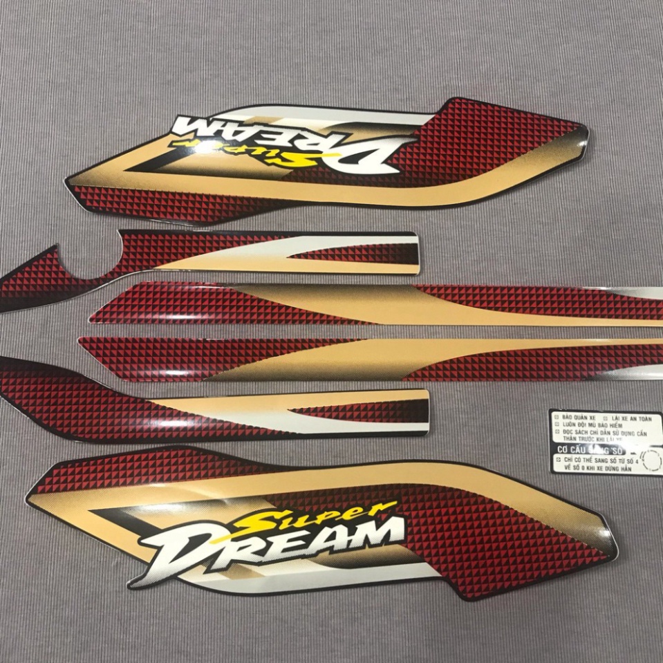 Trọn bộ tem rời dán xe máy Super Dream 2004 caro, Tem hàng đẹp lắp được cả dream thái và dream việt các đời