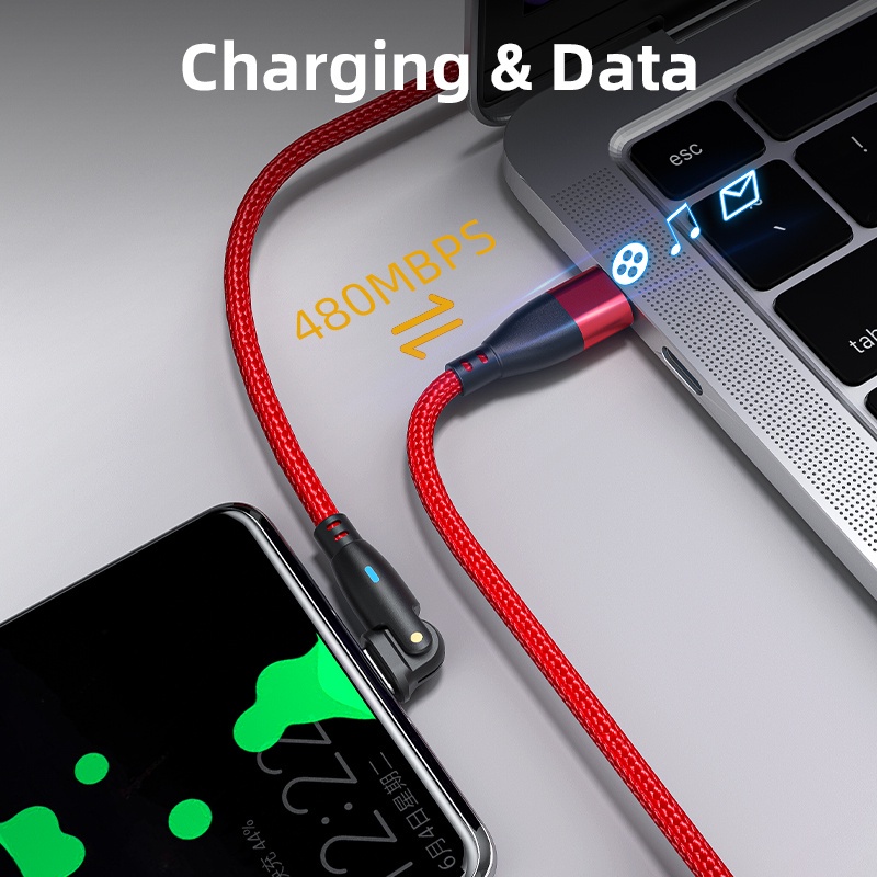 Dây Cáp Sạc Bện Nylon 60W 3A 180 Type C Chất Lượng Cao° Dây Cáp Sạc Nhanh Cho Điện Thoại Samsung Android