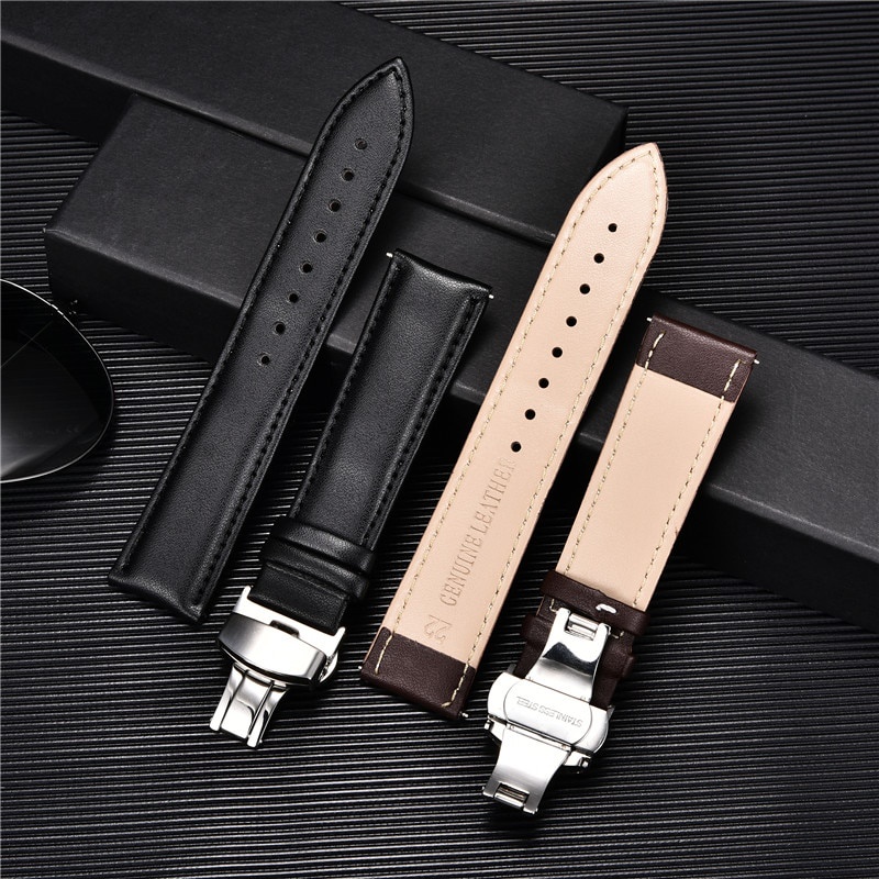 Dây Đeo Bằng Da Bò Thật Khóa Bướm Tự Động Cho Đồng Hồ Thông Minh Samsung Galaxy Watch 4 44mm 40mm/4 Classic 46mm 42mm