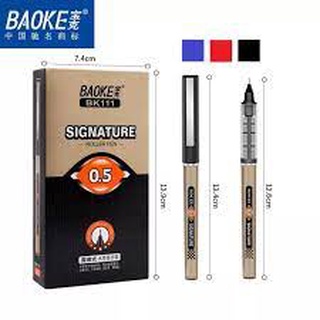   12 cây hộp  Bút Gel Ký Tên Signature BAOKE BK111 ngòi 0.5mm - MỰC XANH  ĐỎ  ĐEN 