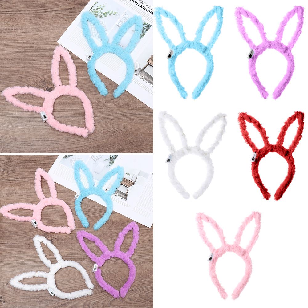 Băng Đô Tai Thỏ Tích Hợp 14 Đèn LED Dễ Thương Dùng Trang Trí Tiệc