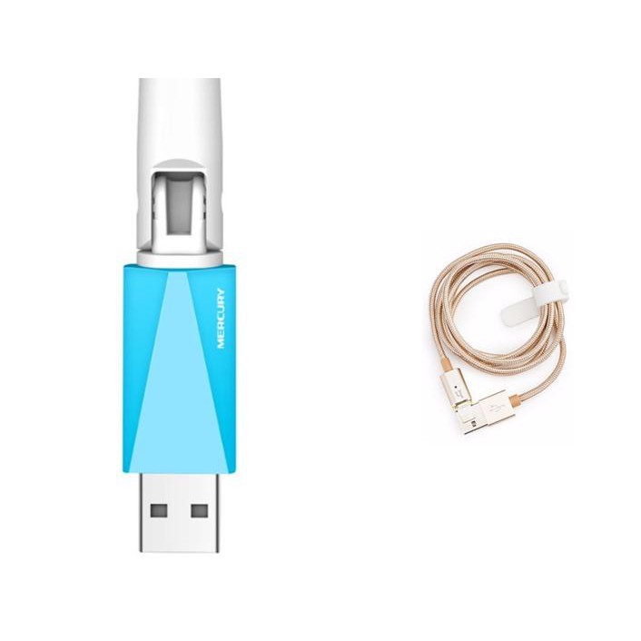 USB thu sóng Wifi Mercury MW150UH+Tặng dây sac hệ điều hanh IOS(giao màu ngẫu nhiên)