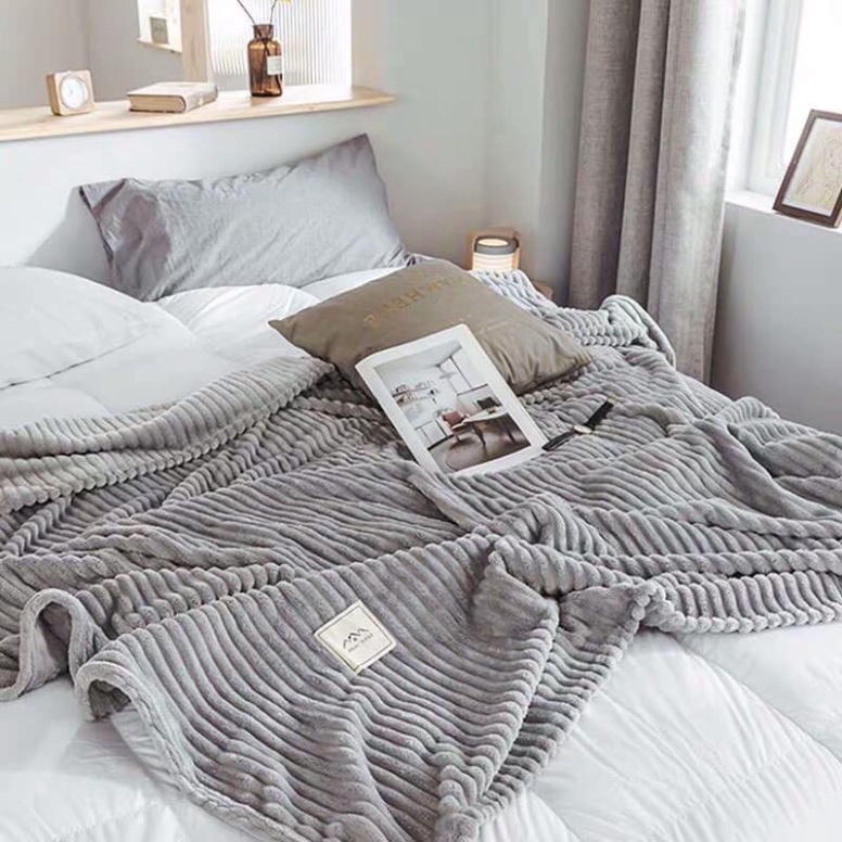 Chăn kẻ tăm nhung tuyết, lông tuyết Blanket hè thu 2 lớp dùng được 4 mùa mẫu mới 2021  (anthudogiadung
