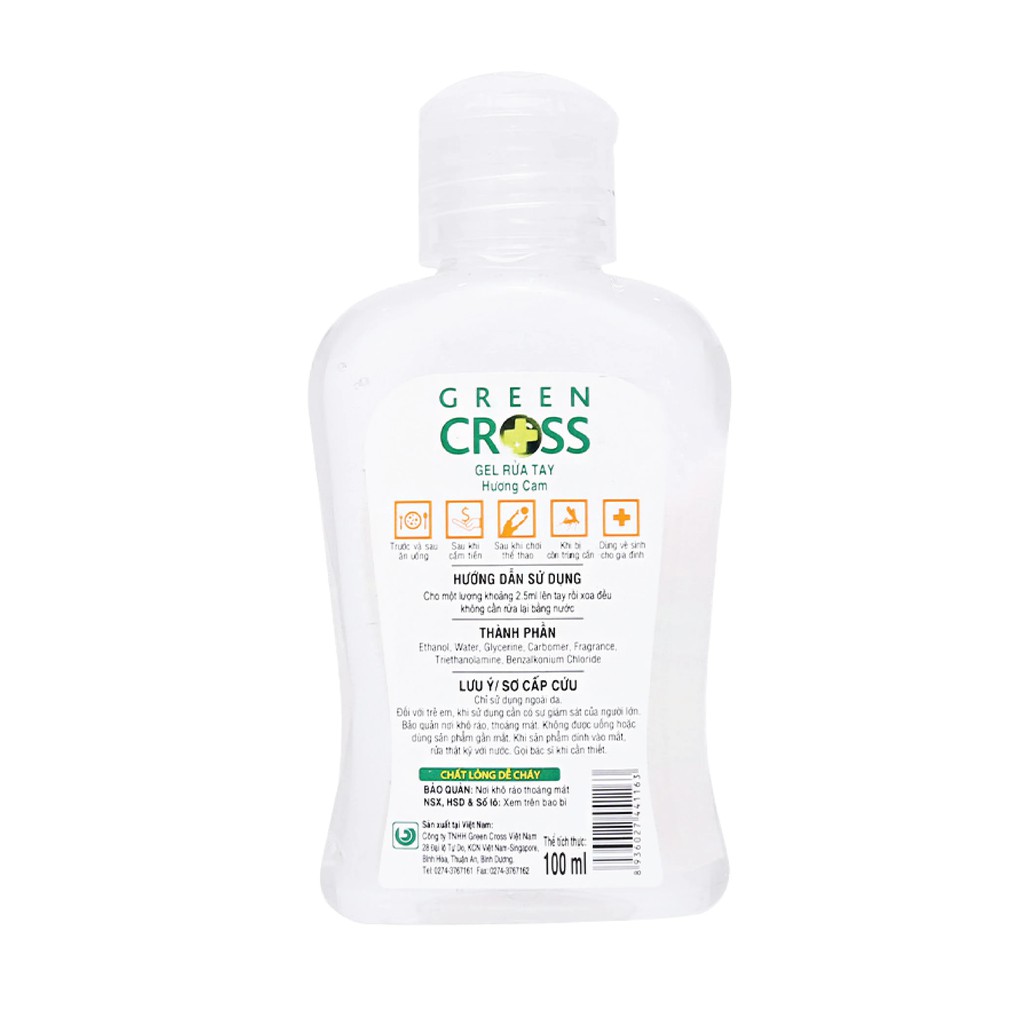 Gel Rửa Tay Green Cross Hương Cam Dành Cho Trẻ Em (100ml)