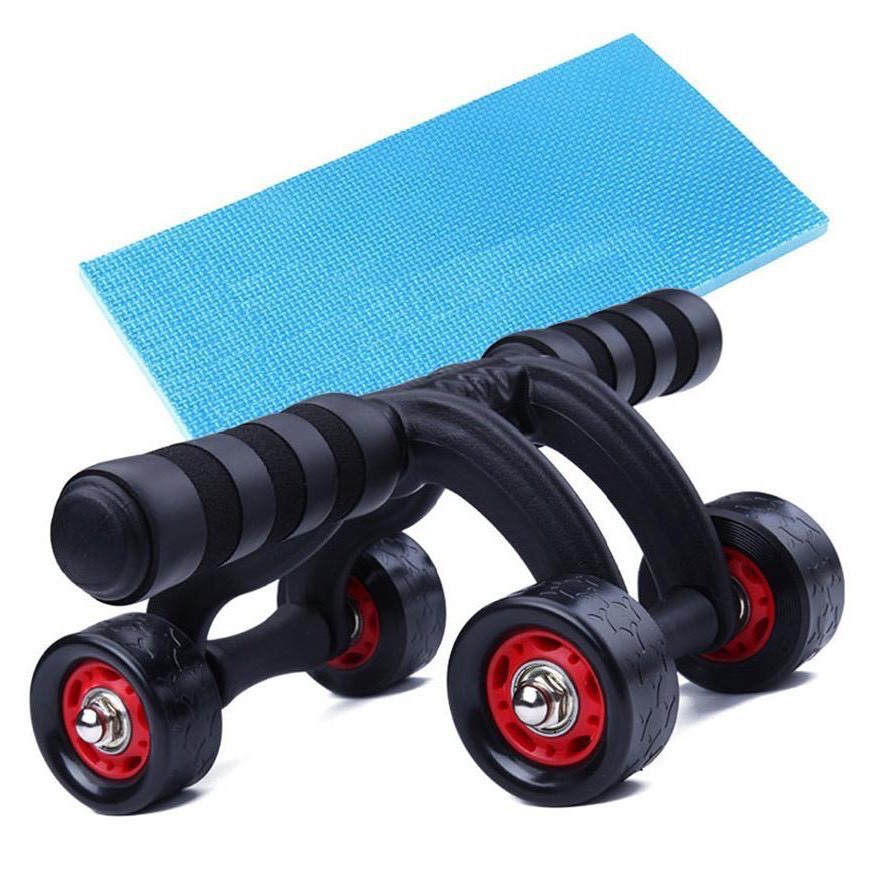 Con Lăn Tập Cơ Bụng 4 Bánh Cao Cấp (Tặng Kèm Thảm Lót)