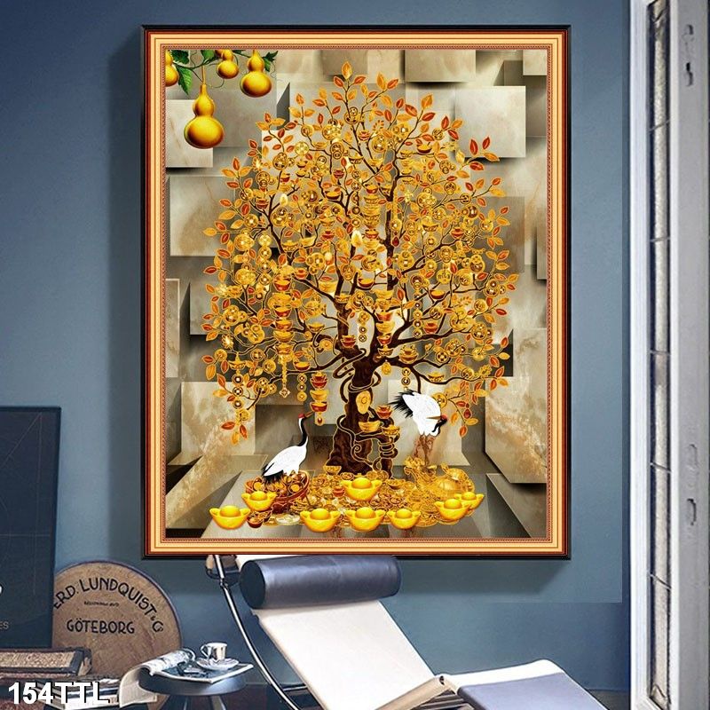 Tranh treo tường - Tranh Laminate tráng gương Cây Kim Tiền 02 - Bộ 1 tấm