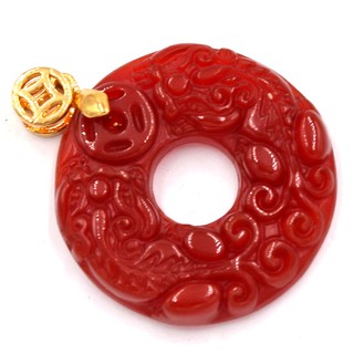 Mặt ngọc bội Tỳ Hưu đôi 3.3 đỏ