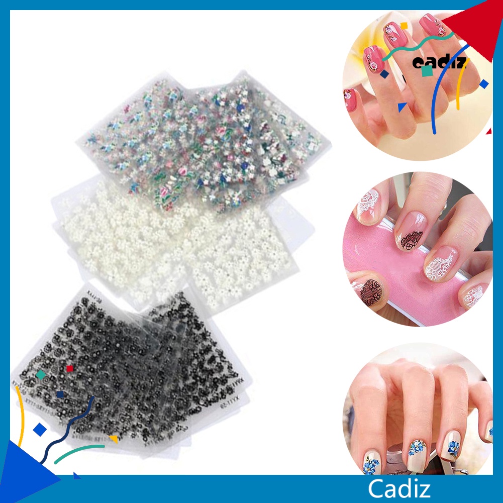 Bộ 30 Miếng Dán Trang Trí Móng Tay Hình Hoa 3D DIY