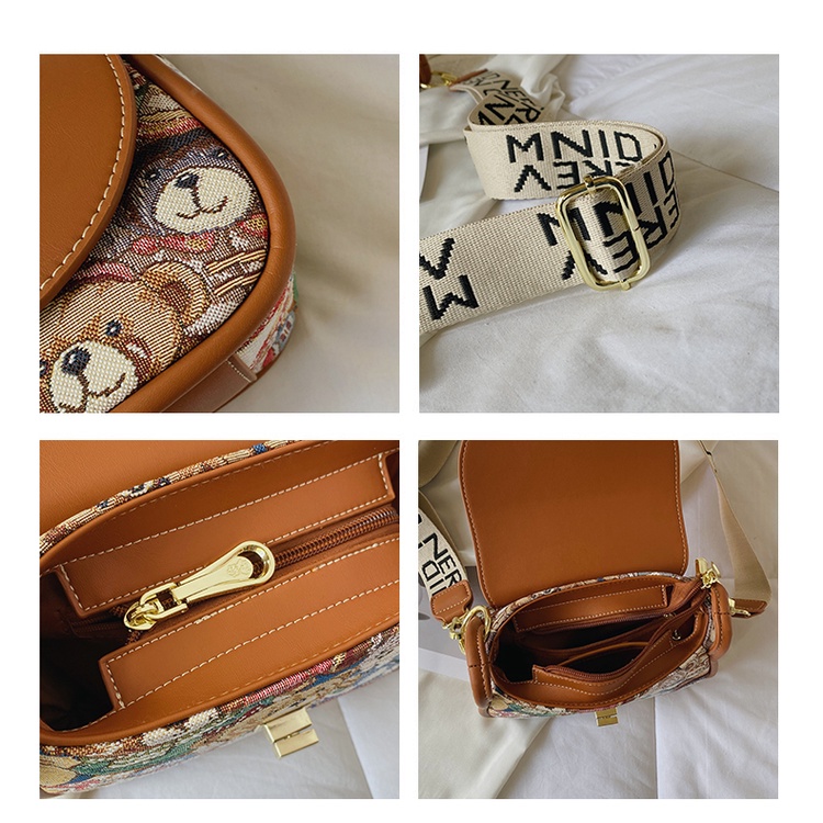 Túi Đeo Chéo Hình Vuông Cỡ Nhỏ In Họa Tiết Chú Gấu Katy Độc Đáo Thời Trang Dễ Phối Đồ