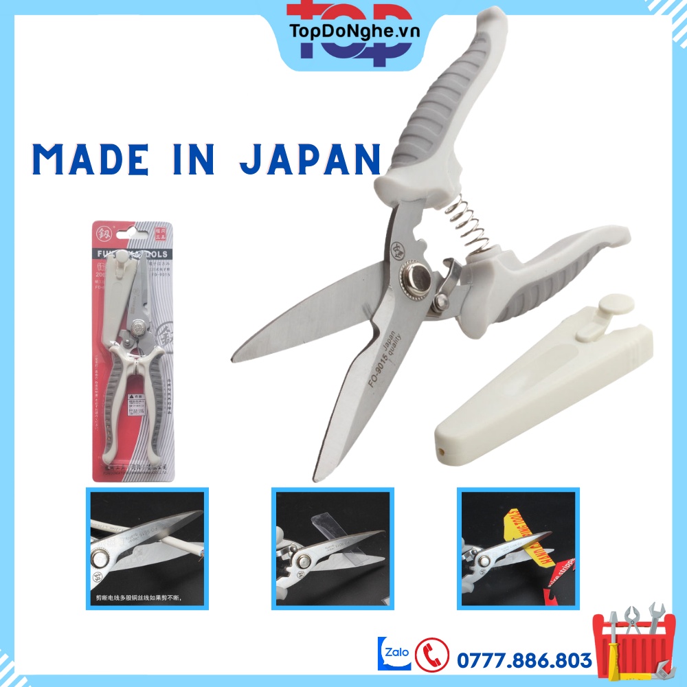 Kéo cắt dây điện, nẹp điện chính hãng Fukuoka không rỉ sét có nắp che thương hiệu Nhật Bản