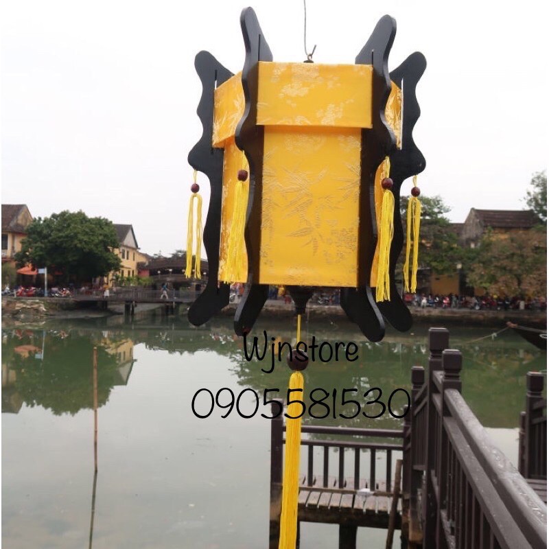 Đèn Lồng Trụ Gỗ Lục Giác Hội An  Treo Tet