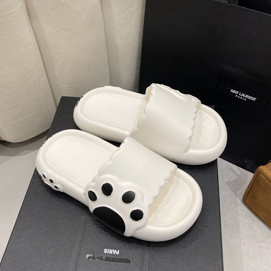 Dép quai ngang nữ họa tiết Chân Gấu Bear cực dễ thương đi lên chân siêu xinh đế độn tăng chiều cao TH-82