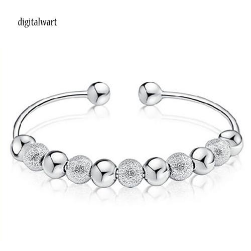 Vòng tay mạ bạc dạng hở thiết kế xỏ 9 hạt châu lấp lánh sang trọng dành cho nữ