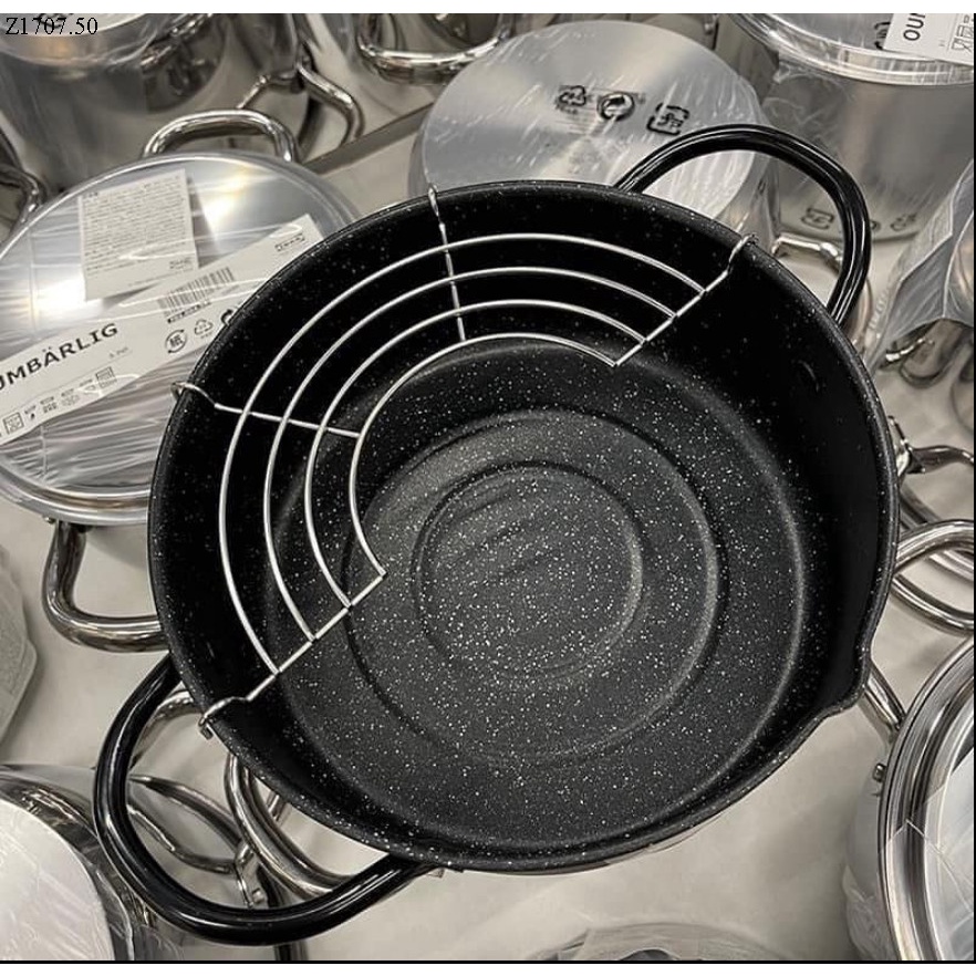 Nồi Chiên Chống Dính EMOOJOO  20cm Có Khay Để Ráo Mỡ