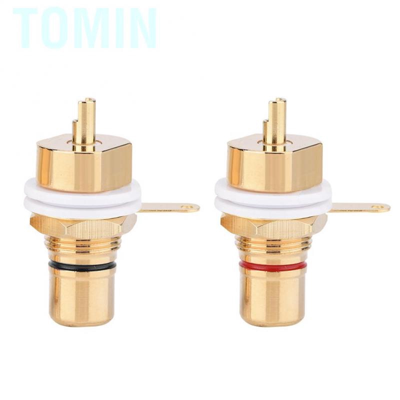 2 Pcs Gold Plated Copper RCA Panel Mount Female Jack Terminal Socket Audio Connector