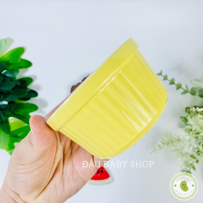 Bát ăn dặm, chén ăn dặm gốm sứ Ramenkin có nắp cho bé tập ăn dặm 150ml