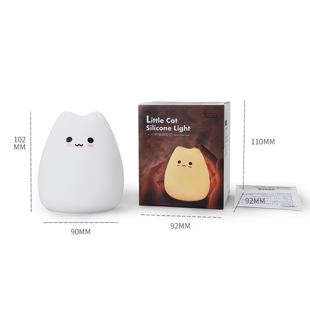 Dễ Thương Đèn Led Silicon Đổi Màu Hình Mèo Hoạt Hình Đáng Yêu