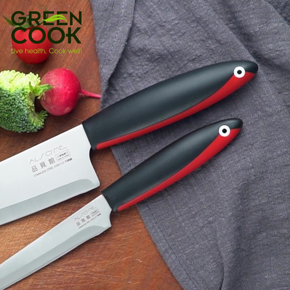 Bộ 2 dao và gắp đa năng inox 304 cao cấp Green Cook Also’me thiết kế trang nhã hiện đại