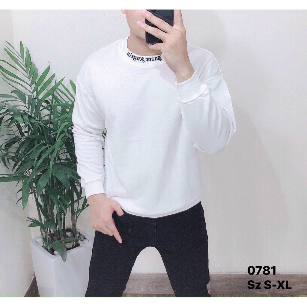 Áo nỉ cotton dài tay Hoodie thêu cổ Nam Nữ Cổ Tròn Basic NCT79