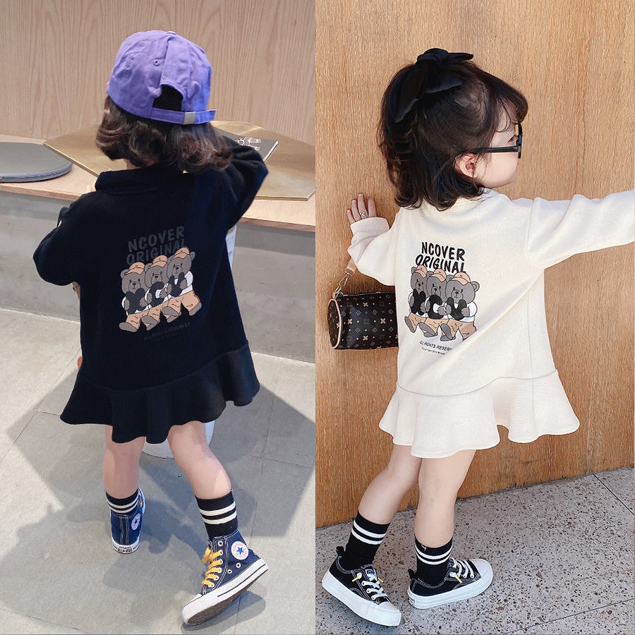 Girls dress spring and autumn new style Korean baby girl child doll collar sweater dress