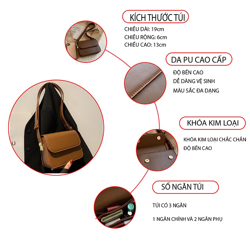 Túi Xách Nữ Đeo Chéo Đeo Vai Dáng Công Sở Thời Trang Phong Cách Ulzzang Da Cao Cấp Cực Đẹp TX61