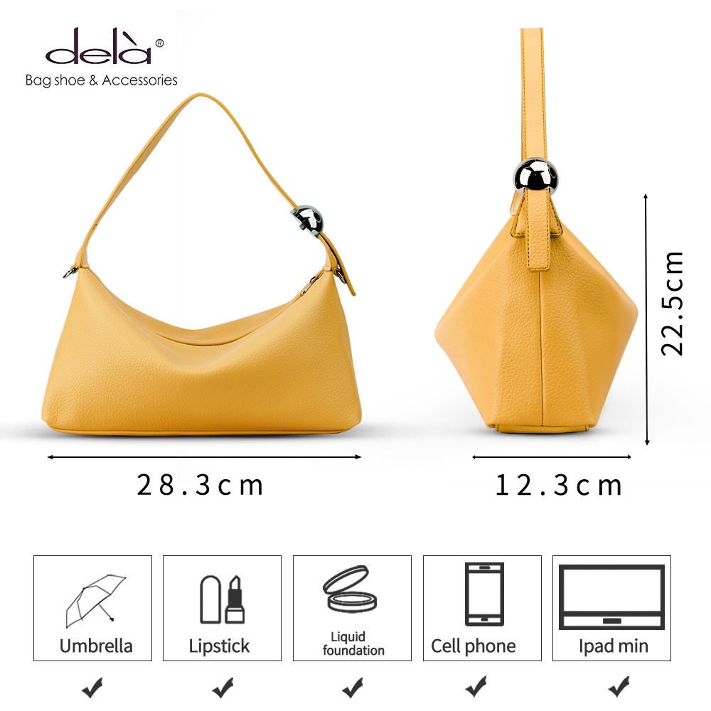 Dela Túi xách nữ kẹp nách Dela dây xích thời trang cầm tay công sở đeo vai chéo phong cách Hàn Quốc sang trọng