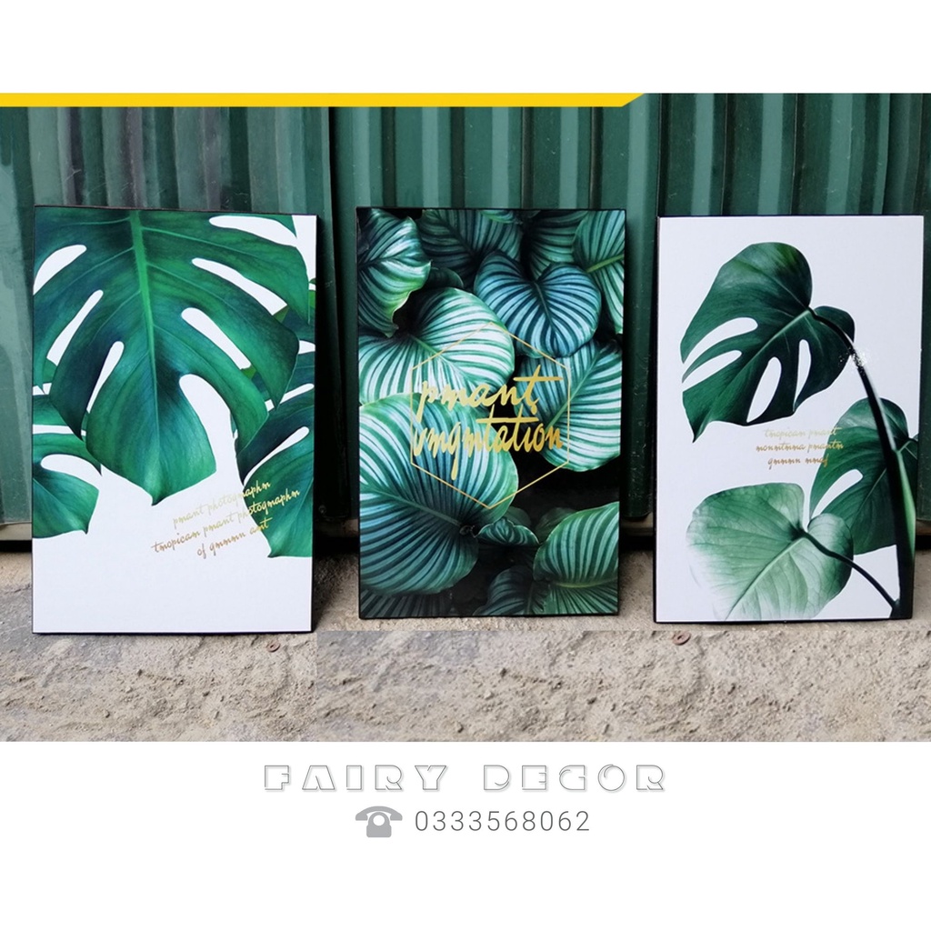 Tranh Treo Tường canvas, Tranh treo phòng khách,phòng ngủ, cầu thang đẹp⚡FREE SHIP⚡ Mẫu lá cây, tone xanh