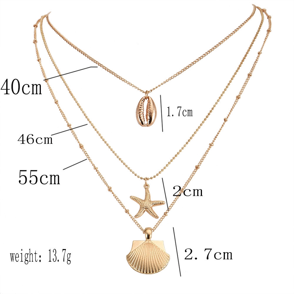 Vòng cổ choker nhiều lớp mặt hình vỏ sò