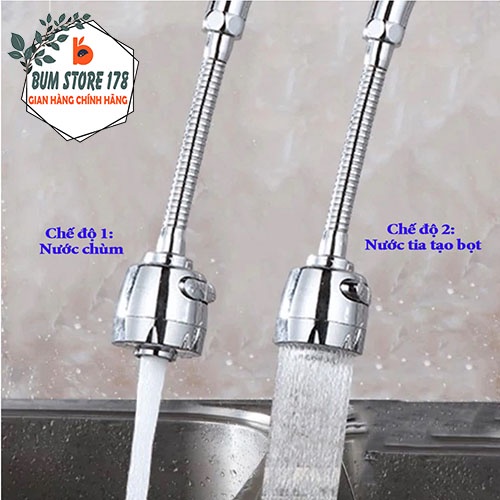 Đầu vòi rửa bát tăng áp xoay linh hoạt 360 tiện lợi với 2 chế độ nước, Đầu vòi nối rửa bát tăng áp xoay 360 độ bằng inox