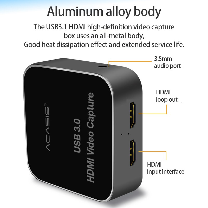 Thẻ Ghi Hình Trực Tiếp Từ ACASIS HDMI Sang USB3.0 HD 1080p Tương Thích Với Windows / Linux Cho Ps4 / 3 Xbox One / 360 Wii U Ezcap261