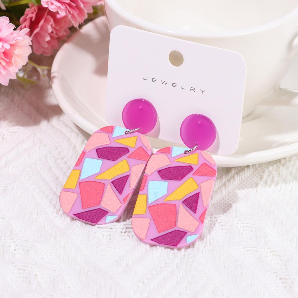 Bông Tai Dáng Dài Hình Hoa Bằng Acrylic Thanh Lịch