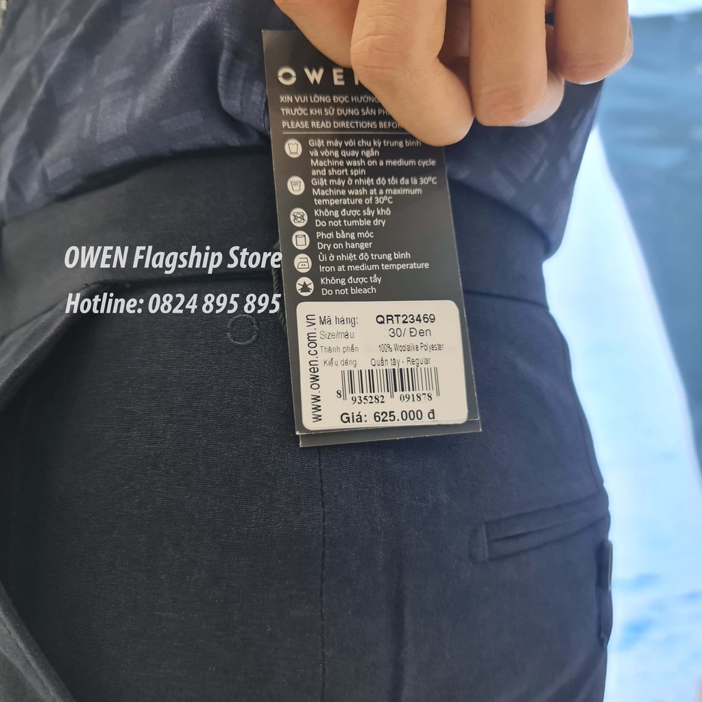OWEN -  Quần âu nam công sở dáng REGULAR trợ cạp Tăng đơ co dãn sợi NANO mã QRT23469 - OWEN Flagship Store