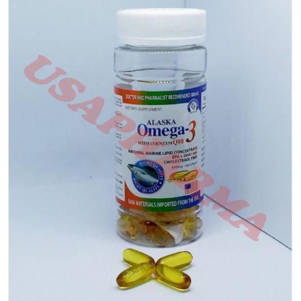 Viên dầu cá Alaska Omega 3 sáng mắt, khỏe tim, bổ não - Lọ 100 viên