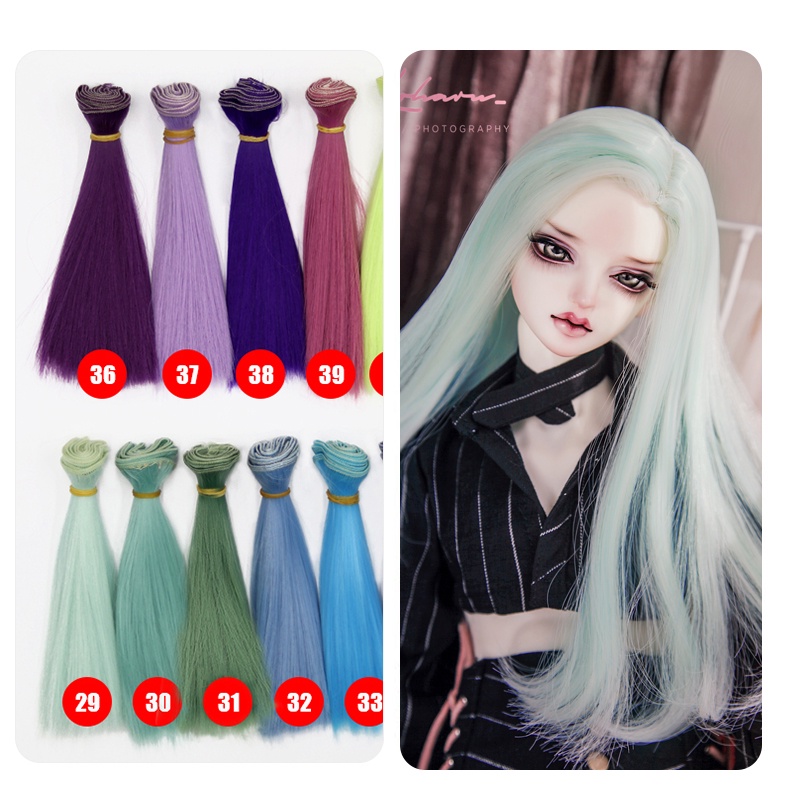 Line may tóc búp bê bjd - thẳng 20cm trơn - màu 21