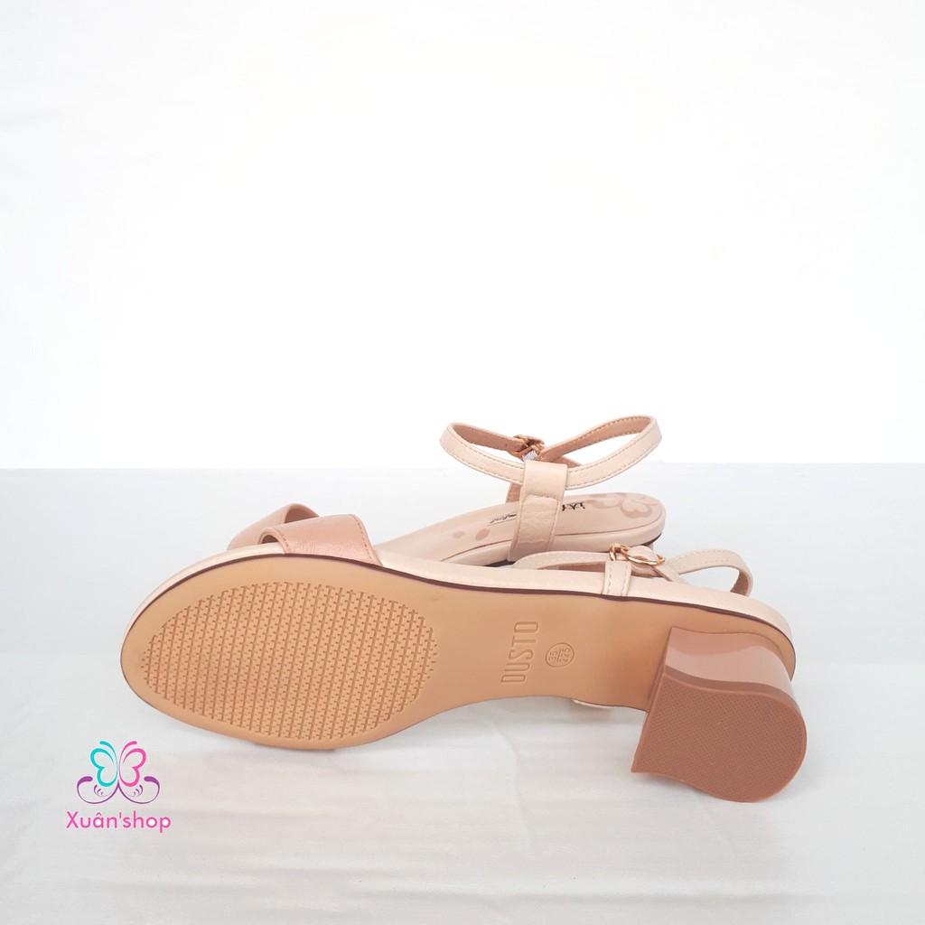 Sandal Dusto quai ngang da mềm, gót vuông 4.5cm (có sẵn)