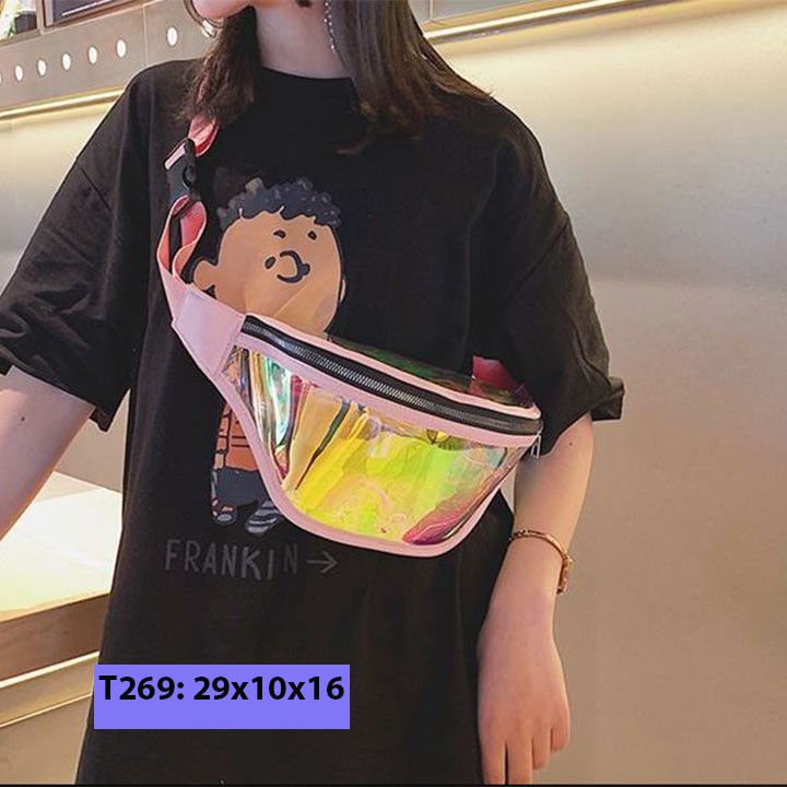 Túi bao tử đeo chéo trong suốt unisex nam nữ đeo bụng đeo trước ngực cá tính T269 | BigBuy360 - bigbuy360.vn