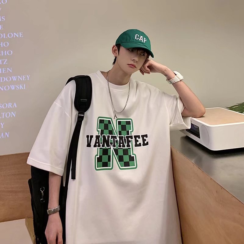 Áo Thun Dáng Rộng In Chữ Phong Cách Hip Hop Hàn Quốc Thời Trang Mùa Hè Cho Nam Cỡ M-8XL