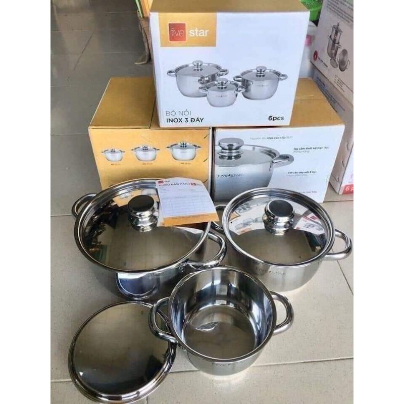 bộ 3 nồi inox Fivestar nắp inox 16-20-24cm