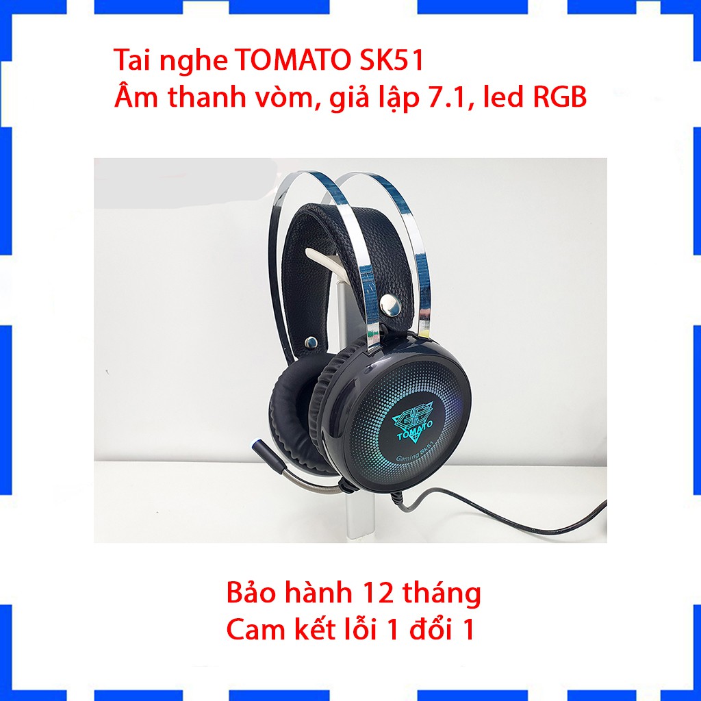 Tai nghe Gaming TOMATO SK51 - Âm thành vòm - GIẢ LẬP 7.1 - LED RGB - BH 12 Tháng