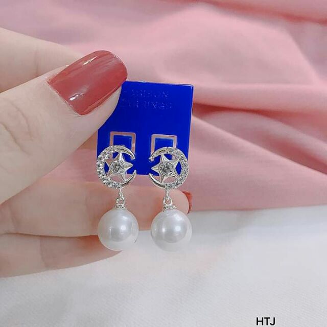 BÔNG TAI BẠC SAO ĐÍNH TRAI SIÊU XINH CHO NỮ