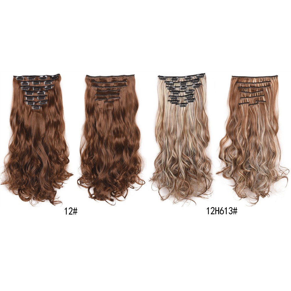 Bộ 8 Tóc Giả Nối Dài 17 Kẹp Bằng Sợi Tổng Hợp