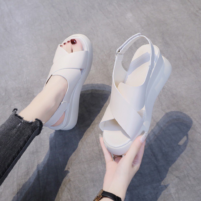 Giày Cao Gót Đế Xuồng Da Mềm Hở Ngón Thời Trang Mùa Hè Dành Cho Bạn Nữ