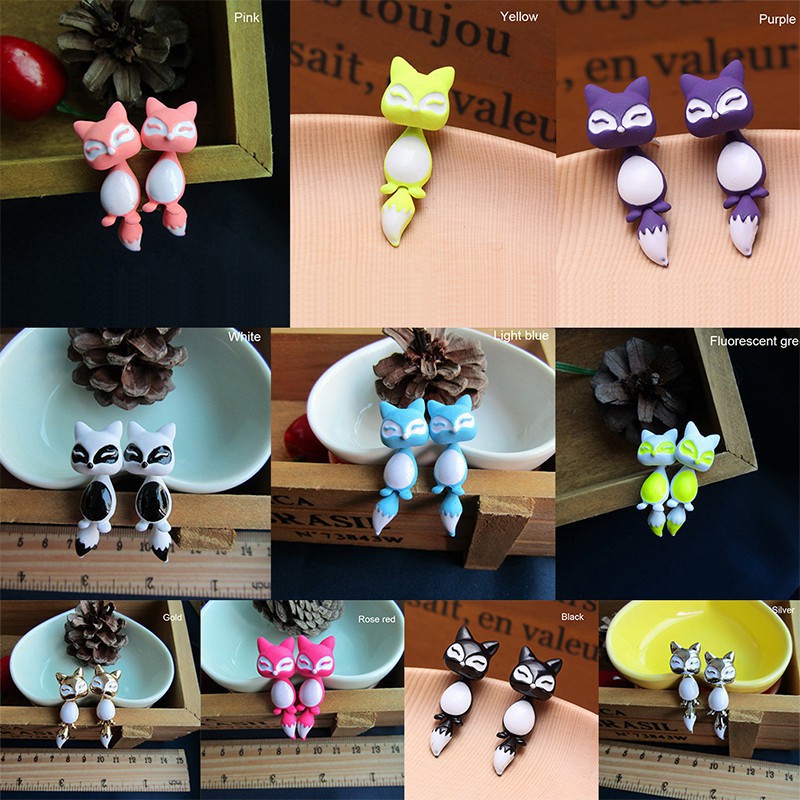 1pc Bông tai hình con cáo cute