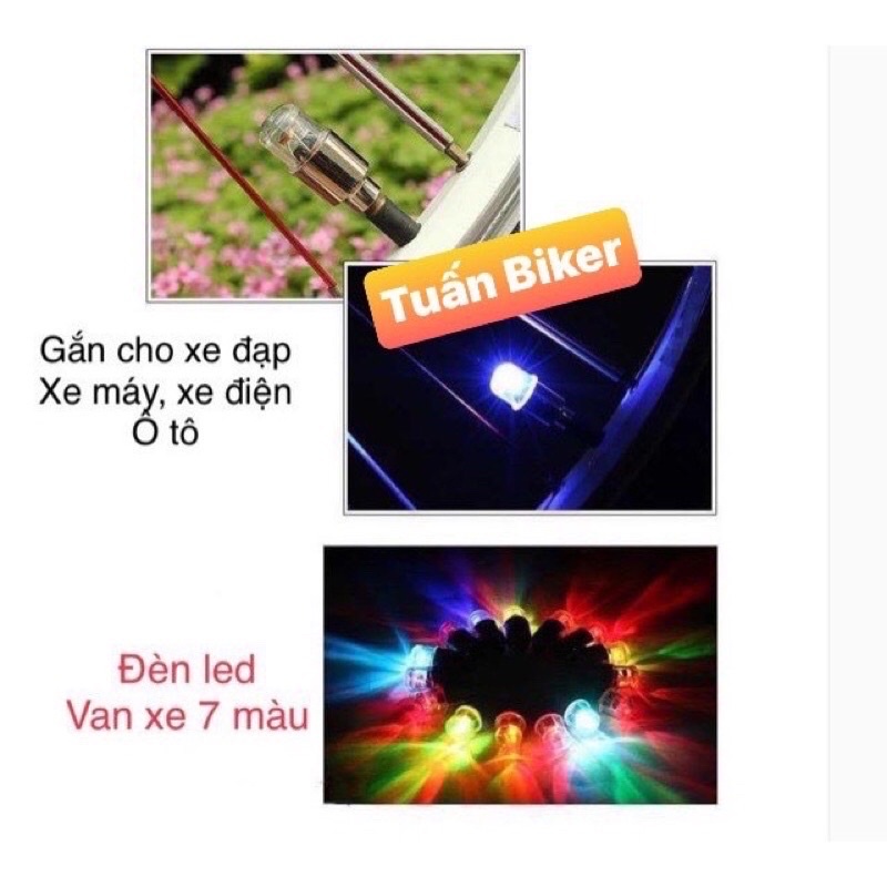 Đèn Led Chân Van 7 màu gắn xe máy, xe đạp &lt; Giá 1 Đôi&gt; Tặng kèm pin dự phòng