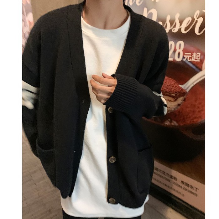 Áo Khoác Cardigan Dệt Kim Dáng Rộng Cổ Chữ V Kẻ Sọc Kiểu Hàn Quốc | BigBuy360 - bigbuy360.vn