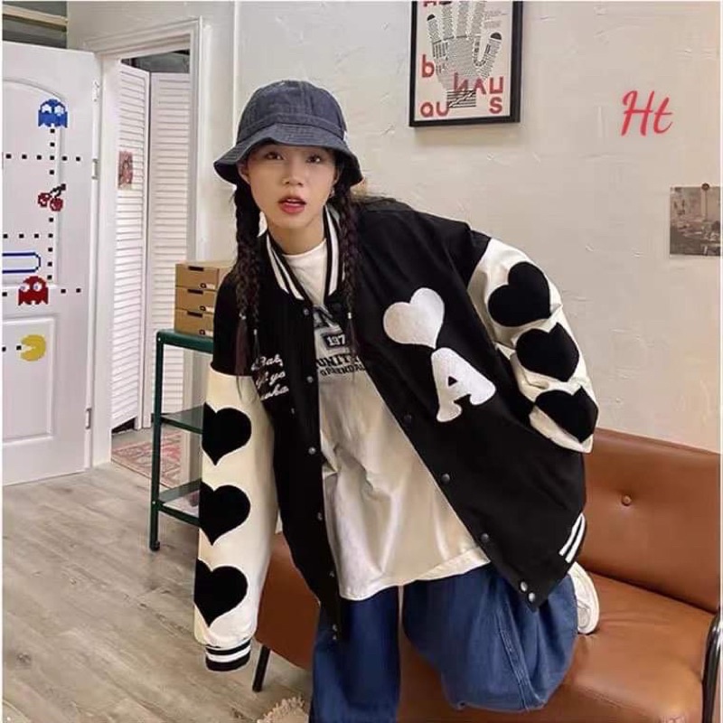 Áo nỉ ngoại phối tay tim chữ A HT12