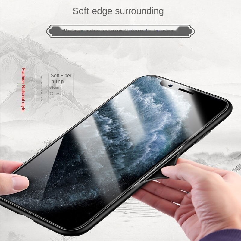 Ốp điện thoại mặt kính cường lực in họa tiết Trung Hoa cho iPhone 6 7 8 9 x xr xs 11 12 pro max Se Mini Plus IP4S