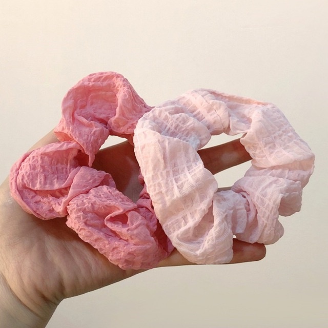 Dây buộc tóc scrunchie vải màu xinh hàng Quảng Châu vải nhăn đeo tay