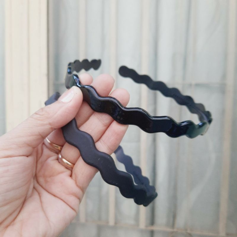 (sale trầy)Bờm cài tóc bản dợn đen bóng/đen nhám (bản 1cm)