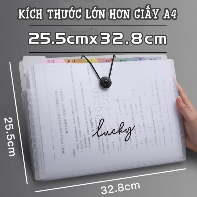 Túi đựng tài liệu khổ A4 Bìa Hồ Sơ A4 Nút Khóa Gài 5/8/12 Ngăn File Tài Liệu Tiện Lợi [Phân Loại Ngăn Theo Màu]